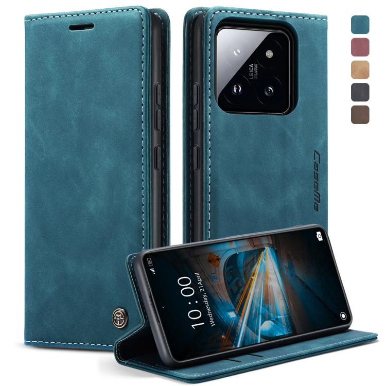 For Xiaomi 14 CaseMe 013 Multifunctional Horizontal Flip Leather Phone Case(Blue)