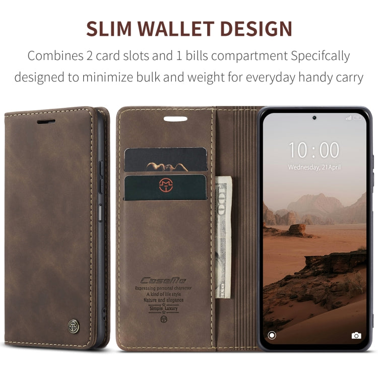 For Xiaomi Redmi Note 13 5G CaseMe 013 Multifunctional Horizontal Flip Leather Phone Case(Coffee)