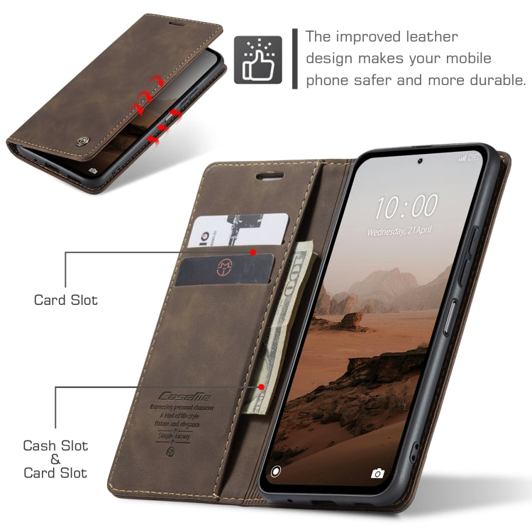 For Xiaomi Redmi Note 13 5G CaseMe 013 Multifunctional Horizontal Flip Leather Phone Case(Coffee)