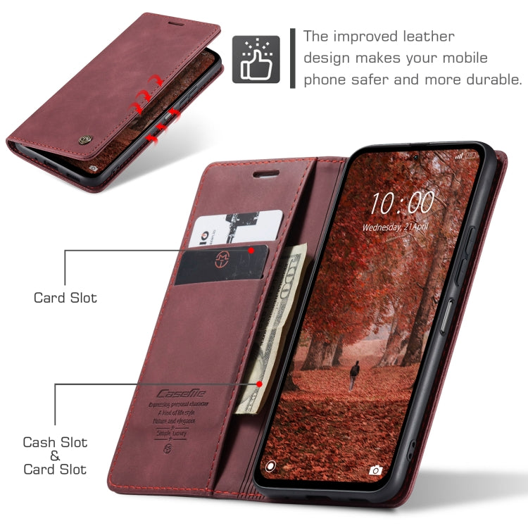 For Xiaomi Redmi Note 13 5G CaseMe 013 Multifunctional Horizontal Flip Leather Phone Case(Wine Red)