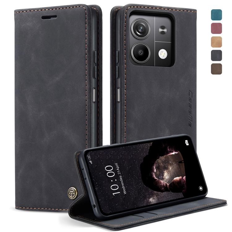For Xiaomi Redmi Note 13 5G CaseMe 013 Multifunctional Horizontal Flip Leather Phone Case(Black)