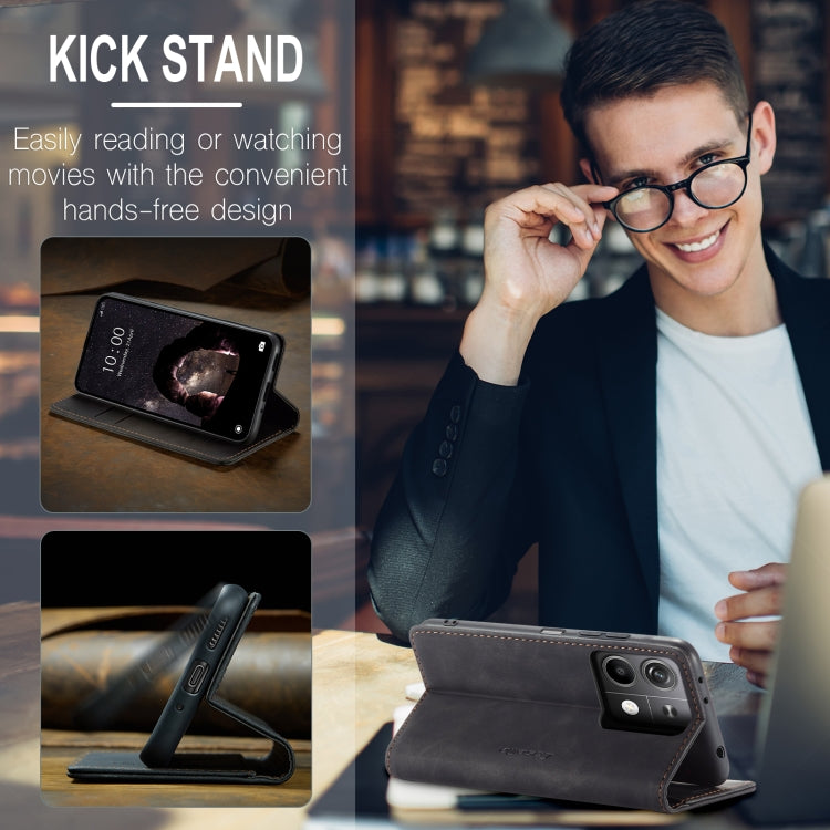 For Xiaomi Redmi Note 13 5G CaseMe 013 Multifunctional Horizontal Flip Leather Phone Case(Black)