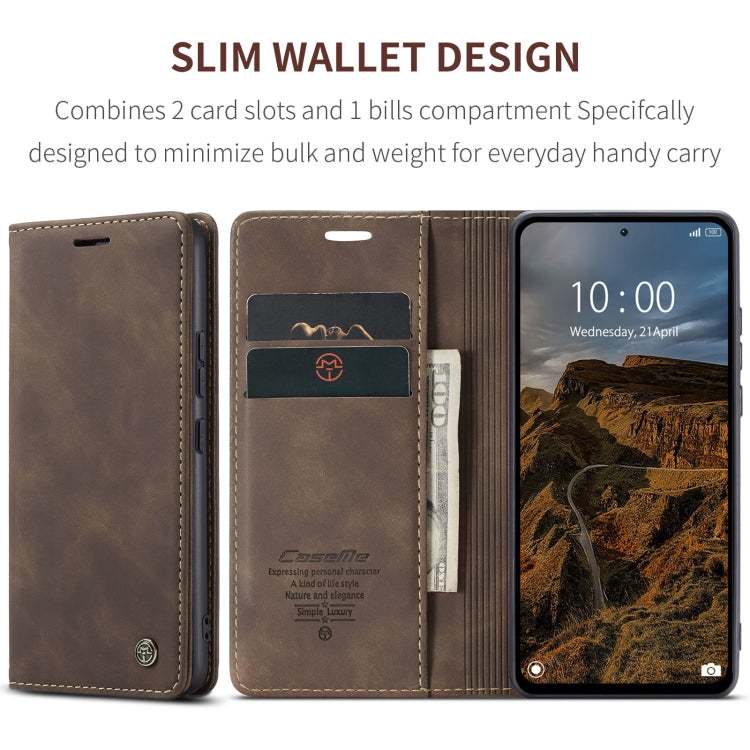 For Xiaomi Redmi Note 13 Pro 4G CaseMe 013 Multifunctional Horizontal Flip Leather Phone Case(Coffee)