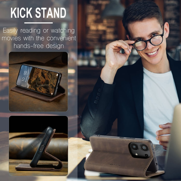 For Xiaomi Redmi Note 13 Pro 4G CaseMe 013 Multifunctional Horizontal Flip Leather Phone Case(Coffee)