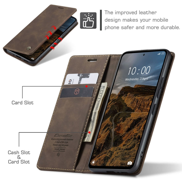For Xiaomi Redmi Note 13 Pro 4G CaseMe 013 Multifunctional Horizontal Flip Leather Phone Case(Coffee)
