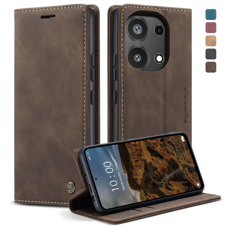 For Xiaomi Redmi Note 13 Pro 4G CaseMe 013 Multifunctional Horizontal Flip Leather Phone Case(Coffee)