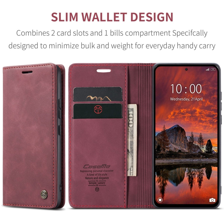 For Xiaomi Redmi Note 13 Pro 4G CaseMe 013 Multifunctional Horizontal Flip Leather Phone Case(Wine Red)