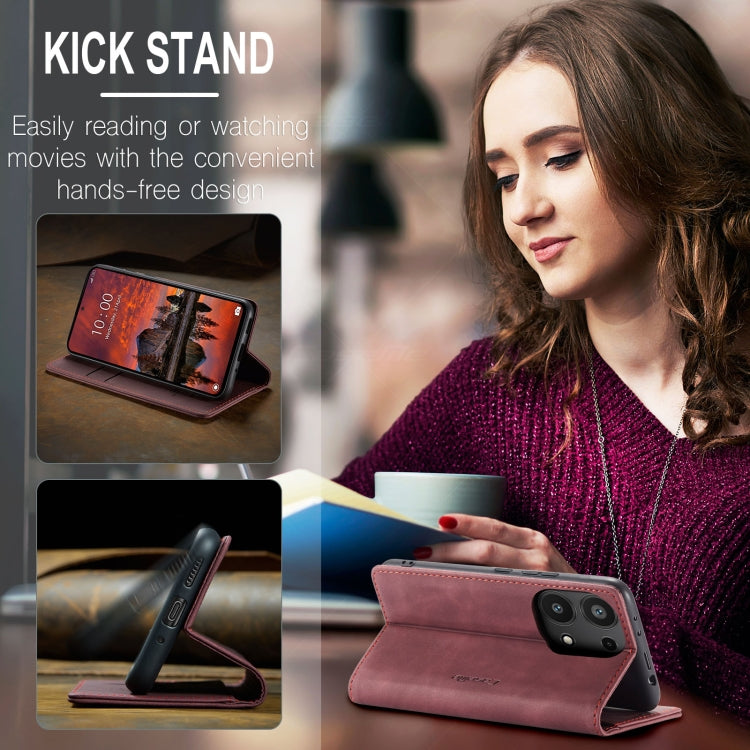 For Xiaomi Redmi Note 13 Pro 4G CaseMe 013 Multifunctional Horizontal Flip Leather Phone Case(Wine Red)