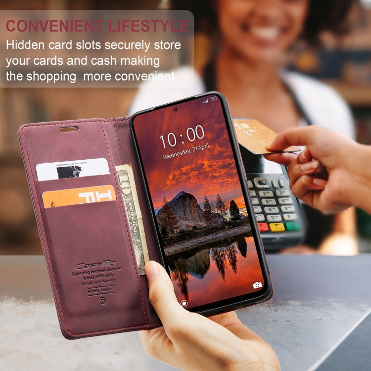 For Xiaomi Redmi Note 13 Pro 4G CaseMe 013 Multifunctional Horizontal Flip Leather Phone Case(Wine Red)