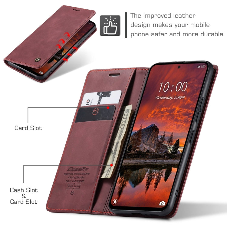 For Xiaomi Redmi Note 13 Pro 4G CaseMe 013 Multifunctional Horizontal Flip Leather Phone Case(Wine Red)