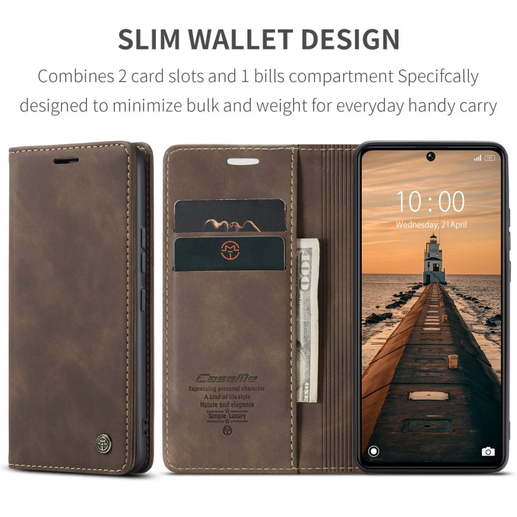 For Xiaomi Redmi Note 13 Pro 5G CaseMe 013 Multifunctional Horizontal Flip Leather Phone Case(Coffee)
