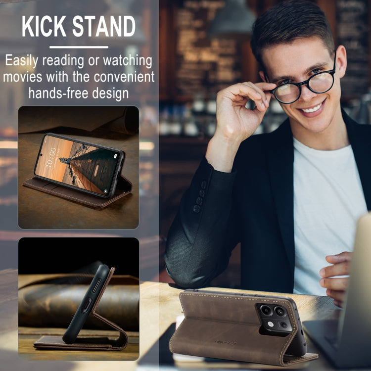 For Xiaomi Redmi Note 13 Pro 5G CaseMe 013 Multifunctional Horizontal Flip Leather Phone Case(Coffee)