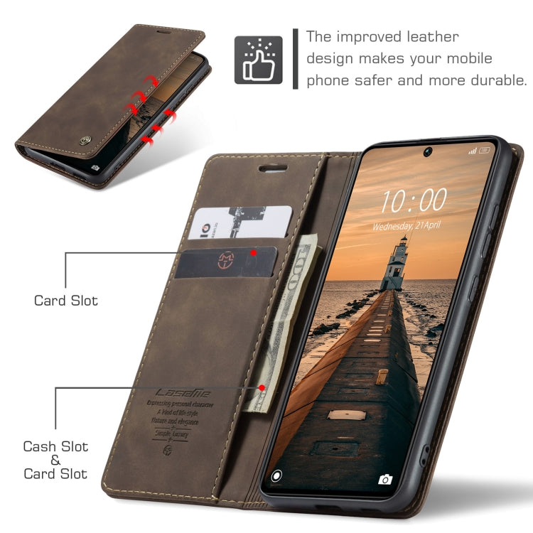 For Xiaomi Redmi Note 13 Pro 5G CaseMe 013 Multifunctional Horizontal Flip Leather Phone Case(Coffee)