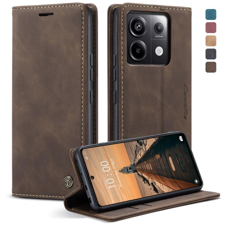 For Xiaomi Redmi Note 13 Pro 5G CaseMe 013 Multifunctional Horizontal Flip Leather Phone Case(Coffee)