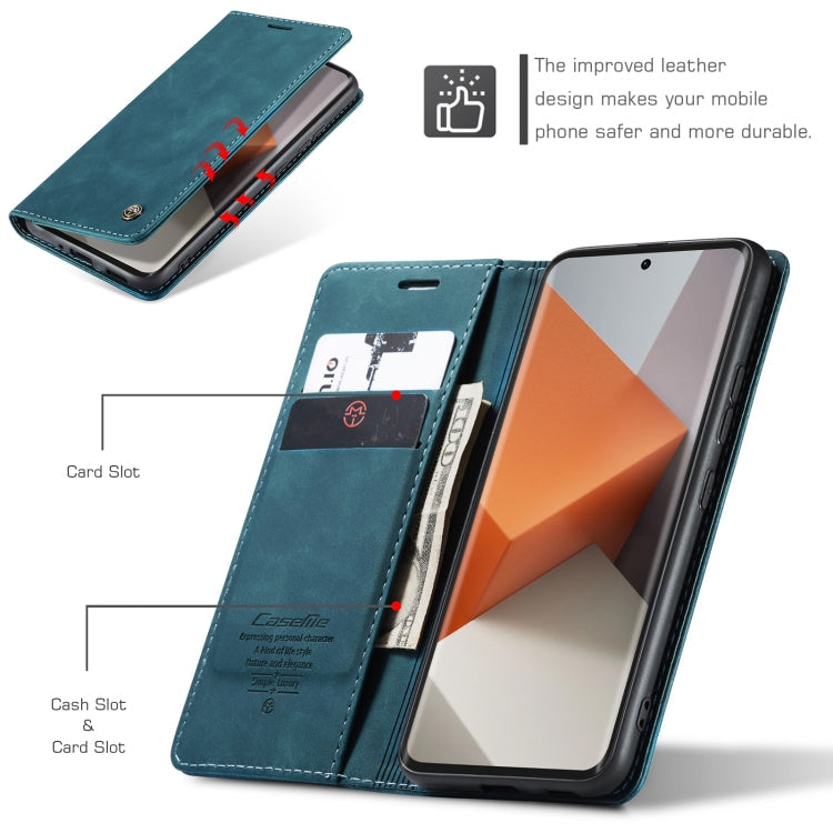 For Xiaomi Redmi Note 13 Pro+ CaseMe 013 Multifunctional Horizontal Flip Leather Phone Case(Blue)