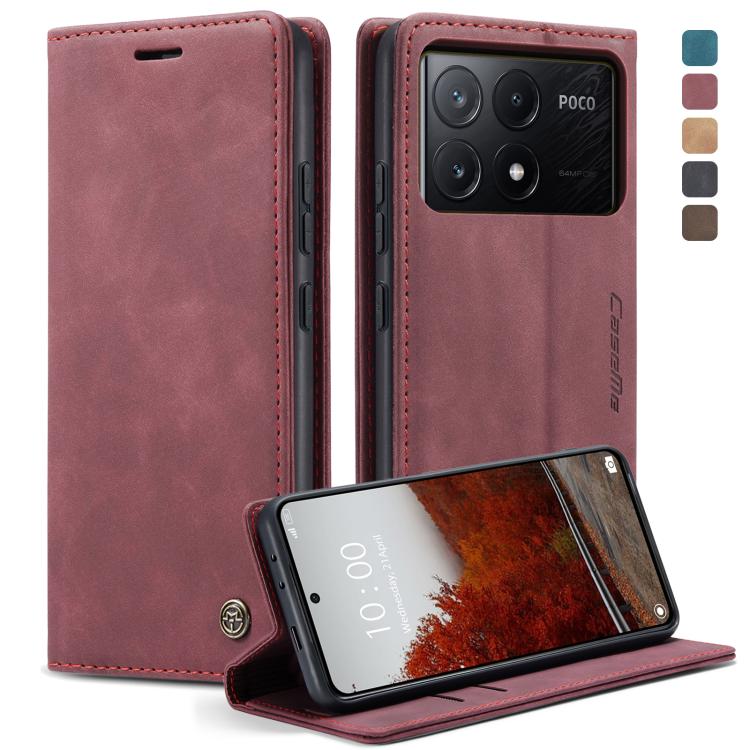 For Xiaomi Poco X6 Pro CaseMe 013 Multifunctional Horizontal Flip Leather Phone Case(Wine Red)