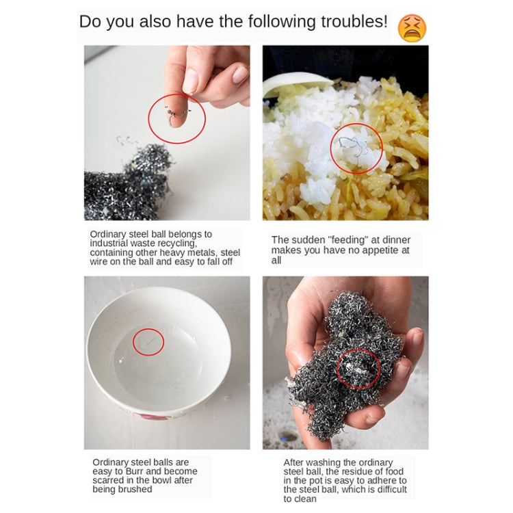 Stainless Steel Round Iron Cleaner Pot Brush Scrubber Home Cookware Kitchen Cleaning Tool, Size:6 x 6 inch