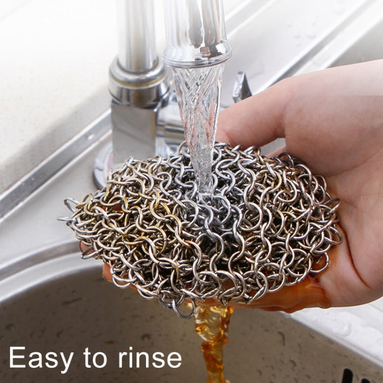 Stainless Steel Round Iron Cleaner Pot Brush Scrubber Home Cookware Kitchen Cleaning Tool, Size:6 x 6 inch