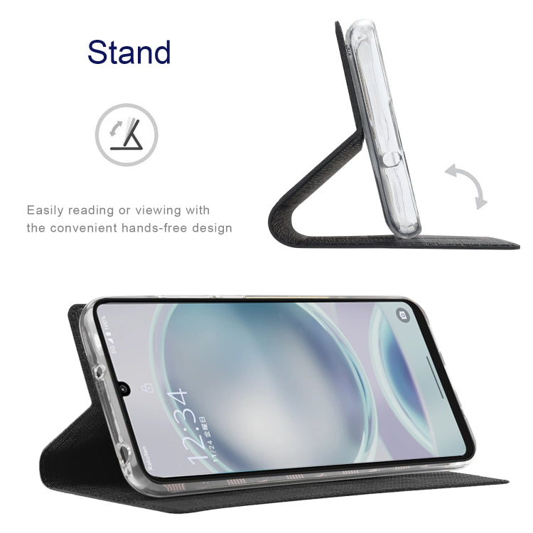 For Sharp Aquos Sense8 ViLi DMX Series Shockproof TPU + PU Leather Magnetic Attraction Horizontal Flip Case(Black)