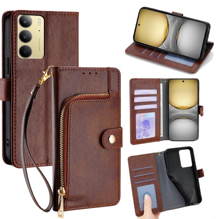 Zipper Bag Leather Phone Case, For Realme P3 Ultra 5G, For Realme P3 Pro 5G Global, For Realme 14 Pro+ 5G, For Realme 14 Pro 5G Global, For Realme C75 4G / 14x 5G Global, For Realme 13 Pro 5G