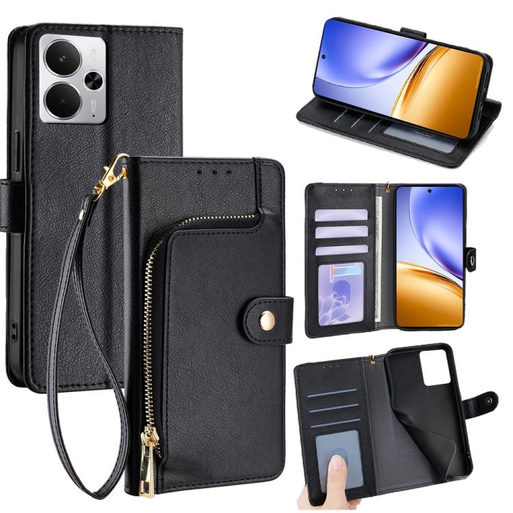 Zipper Bag Leather Phone Case, For Realme P4x 5G, For Realme C85 5G, For Realme 15T 5G Global, For Realme C71 4G, For Realme GT 7 5G Global, For Realme 14 5G Global