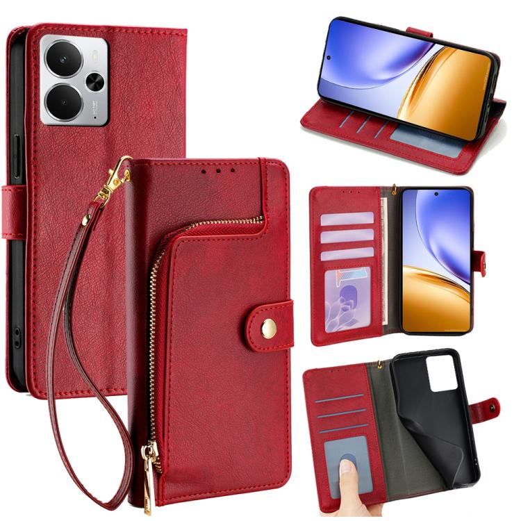 Zipper Bag Leather Phone Case, For Realme P4x 5G, For Realme C85 5G, For Realme 15T 5G Global, For Realme C71 4G, For Realme GT 7 5G Global, For Realme 14 5G Global