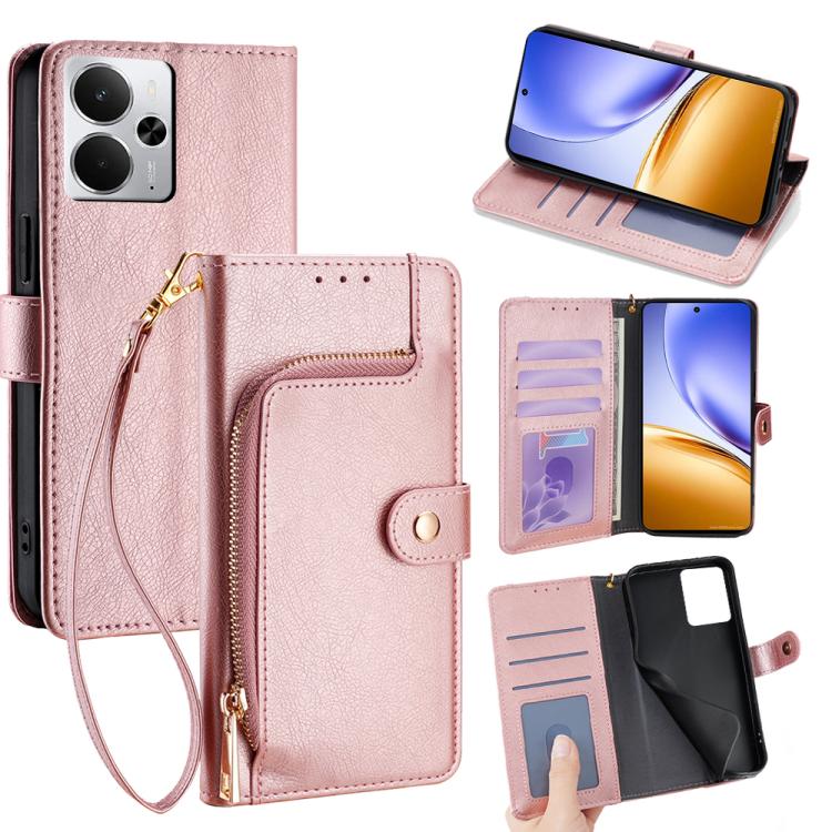 Zipper Bag Leather Phone Case, For Realme P4x 5G, For Realme C85 5G, For Realme 15T 5G Global, For Realme C71 4G, For Realme GT 7 5G Global, For Realme 14 5G Global