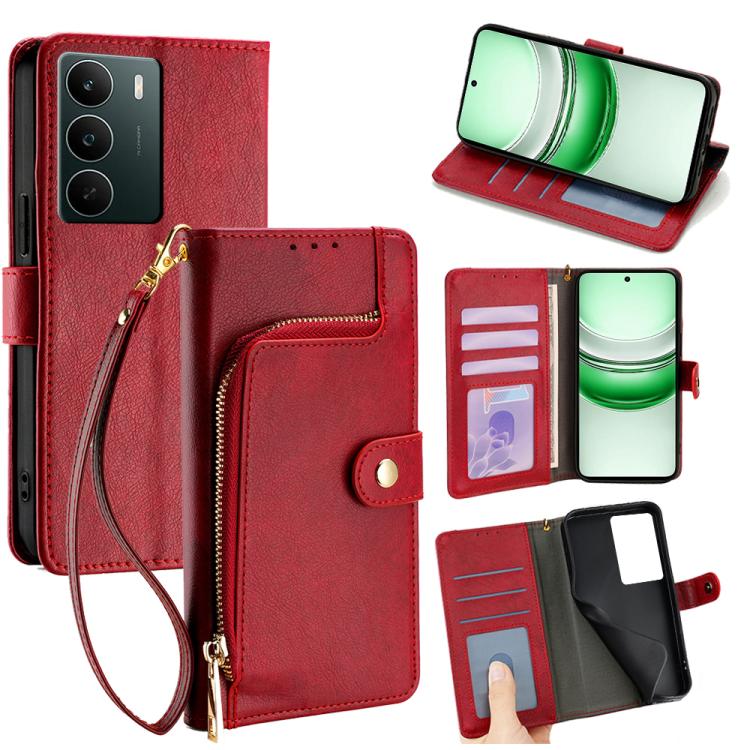 Zipper Bag Leather Phone Case, For Realme P4x 5G, For Realme C85 5G, For Realme 15T 5G Global, For Realme C71 4G, For Realme GT 7 5G Global, For Realme 14 5G Global