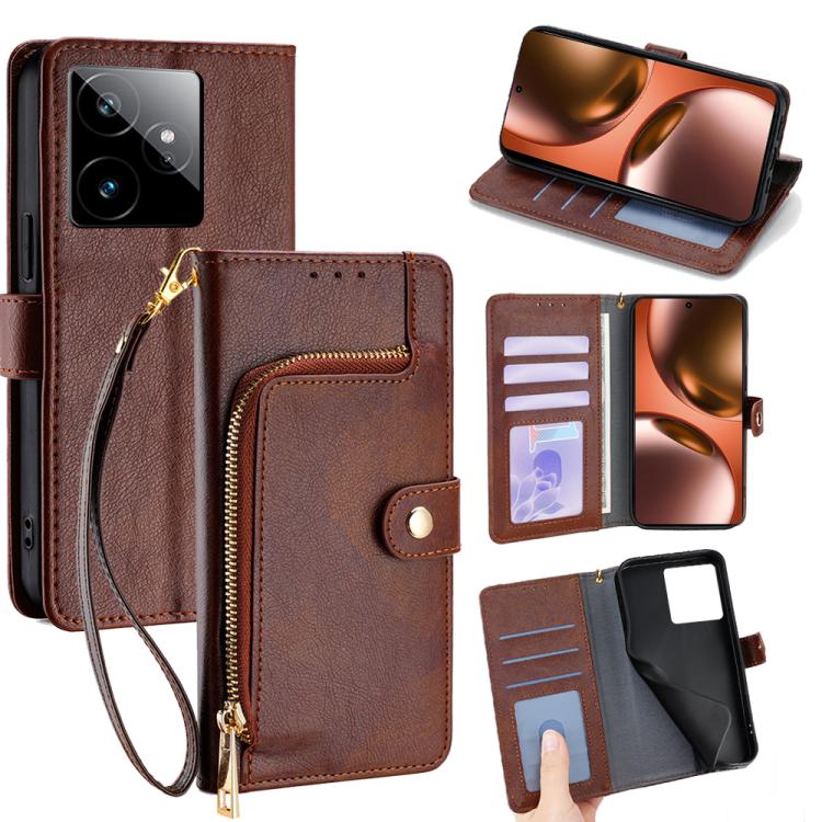 Zipper Bag Leather Phone Case, For Realme P4x 5G, For Realme C85 5G, For Realme 15T 5G Global, For Realme C71 4G, For Realme GT 7 5G Global, For Realme 14 5G Global