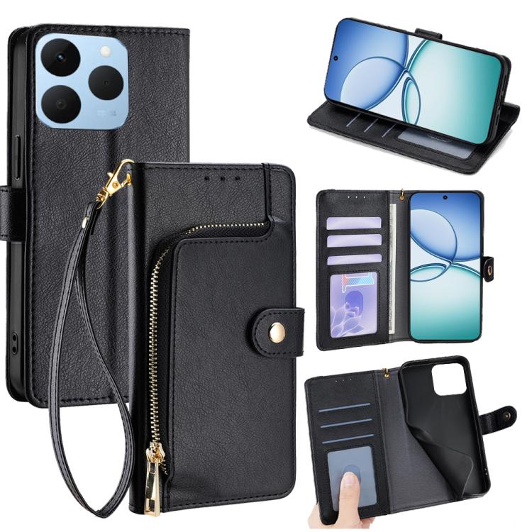Zipper Bag Leather Phone Case, For Realme P4x 5G, For Realme C85 5G, For Realme 15T 5G Global, For Realme C71 4G, For Realme GT 7 5G Global, For Realme 14 5G Global