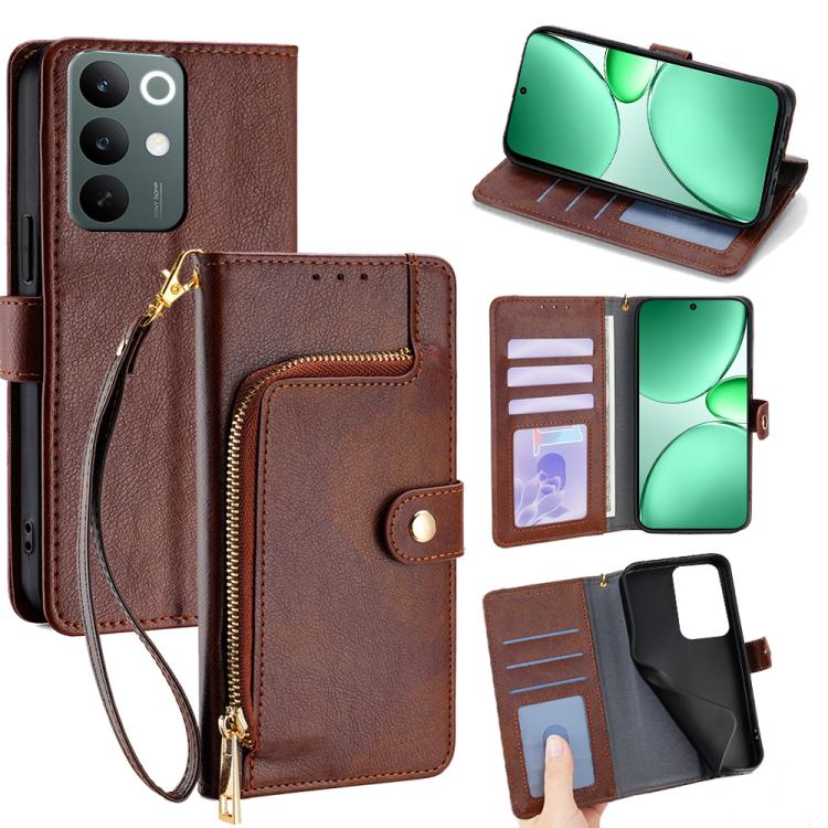 Zipper Bag Leather Phone Case, For Realme P4x 5G, For Realme C85 5G, For Realme 15T 5G Global, For Realme C71 4G, For Realme GT 7 5G Global, For Realme 14 5G Global