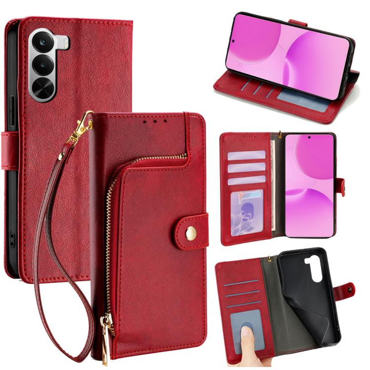 Zipper Bag Leather Phone Case, For Realme P4x 5G, For Realme C85 5G, For Realme 15T 5G Global, For Realme C71 4G, For Realme GT 7 5G Global, For Realme 14 5G Global