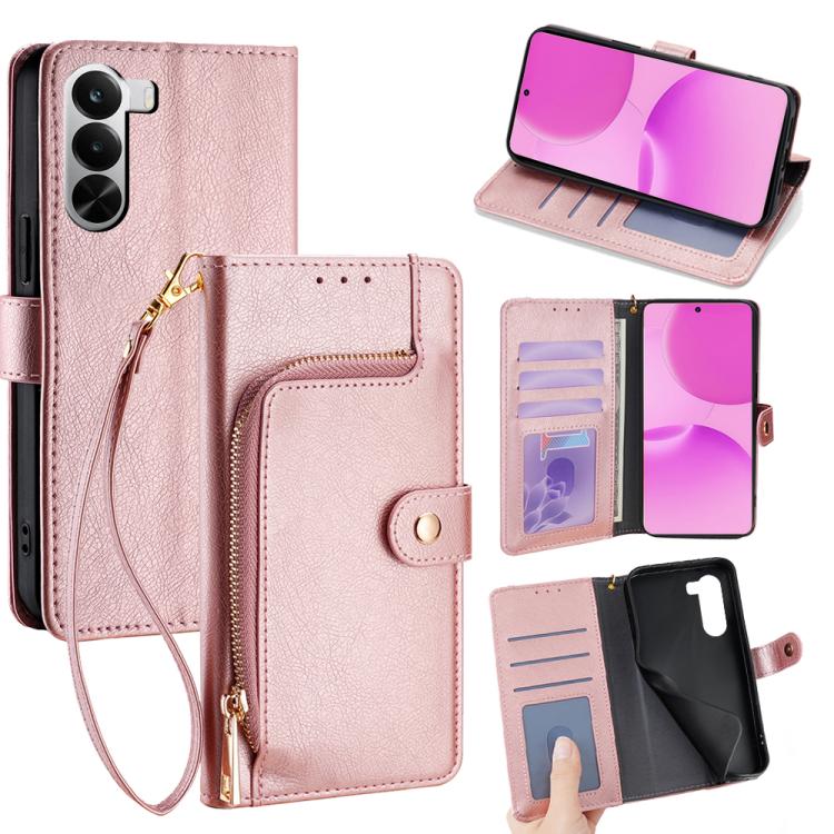 Zipper Bag Leather Phone Case, For Realme P4x 5G, For Realme C85 5G, For Realme 15T 5G Global, For Realme C71 4G, For Realme GT 7 5G Global, For Realme 14 5G Global