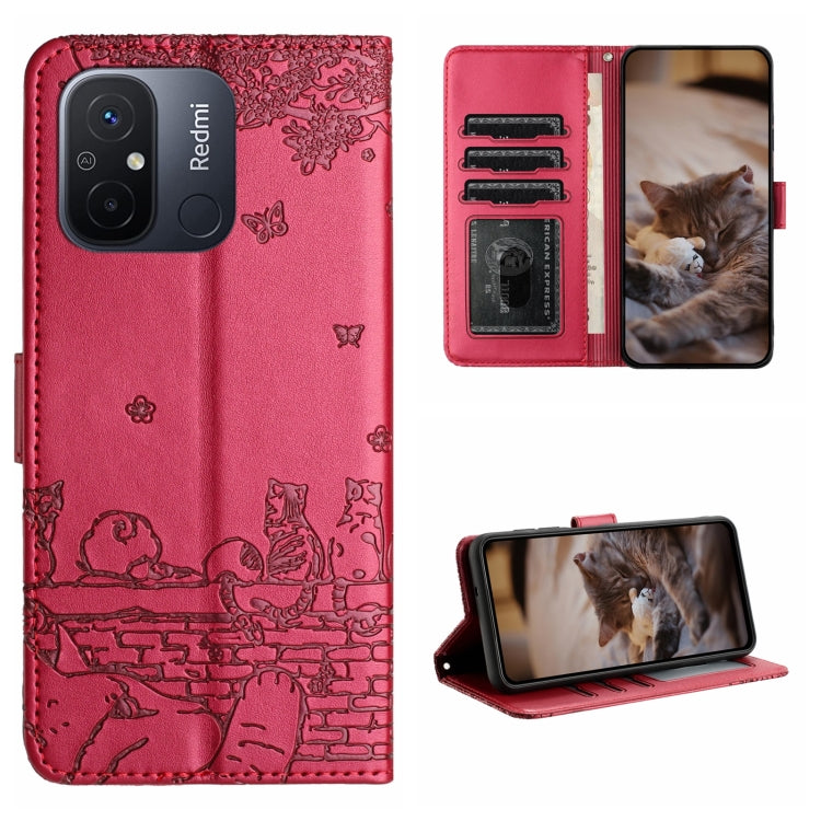 Cat Embossing Pattern Leather Phone Case with Lanyard, For Xiaomi Redmi Note 12 5G India / POCO X5, For Xiaomi Redmi 12C / 11A, For Xiaomi Redmi Note 11 Pro 4G/5G Global, For Xiaomi Redmi Note 11 Global