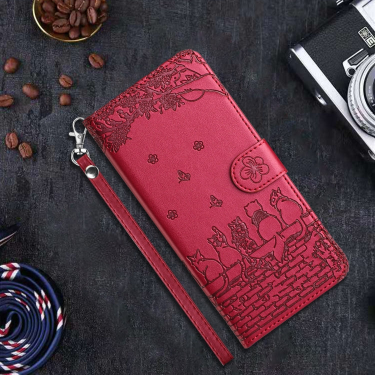 Cat Embossing Pattern Leather Phone Case with Lanyard, For Xiaomi Redmi 13C 4G/5G/13R 5G, For Xiaomi Redmi Note 13 5G, For Xiaomi Redmi Note 13 Pro+, For Xiaomi Redmi Note 13 Pro 5G