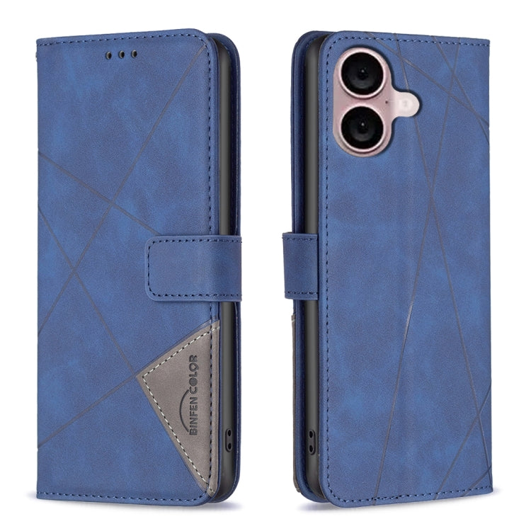 Magnetic Buckle Rhombus Texture Leather Phone Case, For iPhone 16 Pro Max, For iPhone 16 Pro, For iPhone 16 Plus, For iPhone 16