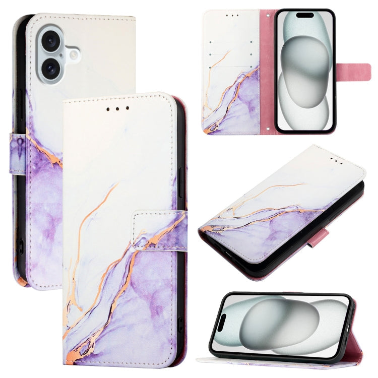 PT003 Marble Pattern Flip Leather Phone Case, For iPhone Air, For iPhone 16 Pro Max, For iPhone 16 Pro, For iPhone 16 Plus