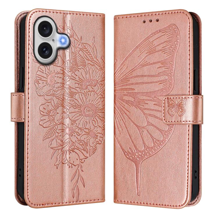 Embossed Butterfly Leather Phone Case, For iPhone 17, For iPhone Air, For iPhone 16 Pro Max