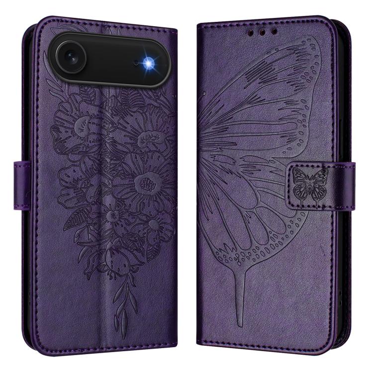Embossed Butterfly Leather Phone Case, For iPhone 17, For iPhone Air, For iPhone 16 Pro Max