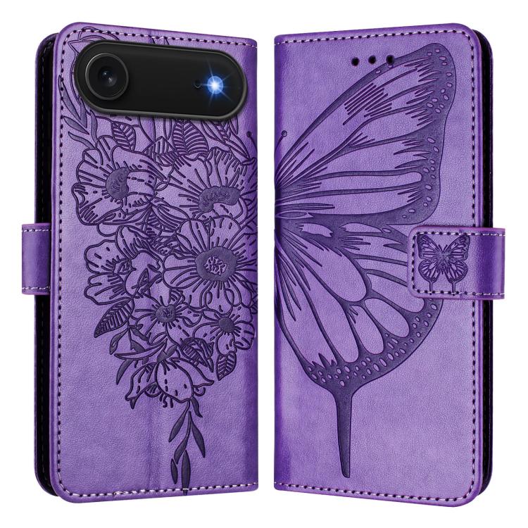 Embossed Butterfly Leather Phone Case, For iPhone 17, For iPhone Air, For iPhone 16 Pro Max
