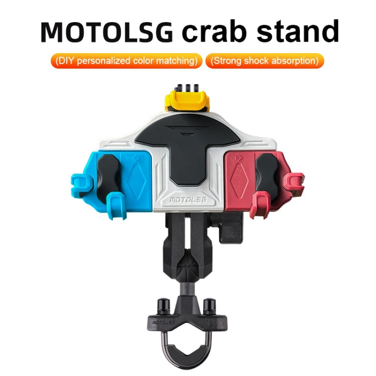MOTOSLG Crab Motorcycle Phone Clamp Bracket U-Type Headbar Mount(Blue White Red)