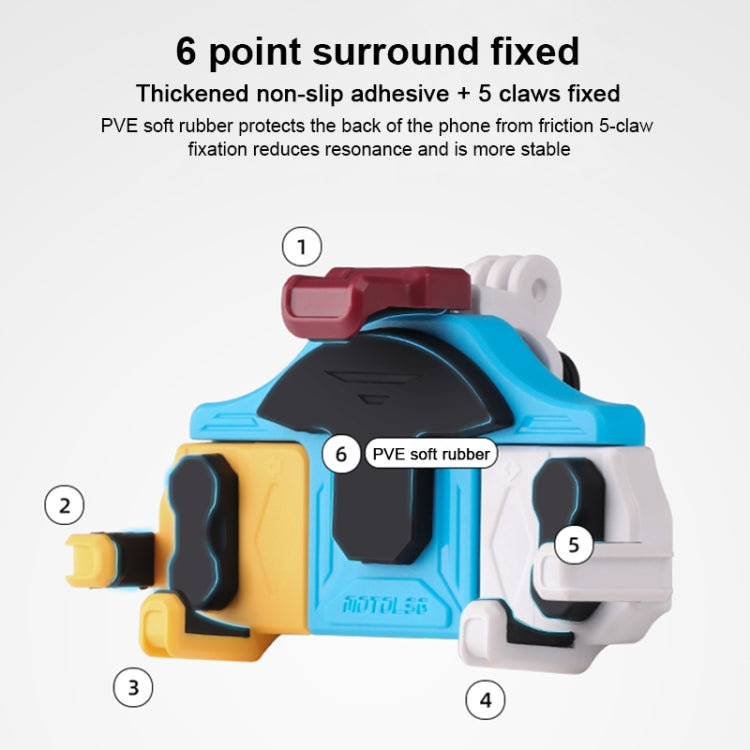 MOTOSLG Crab Motorcycle Phone Clamp Bracket U-Type Headbar Mount with Anti-theft Lock(Blue White Red)