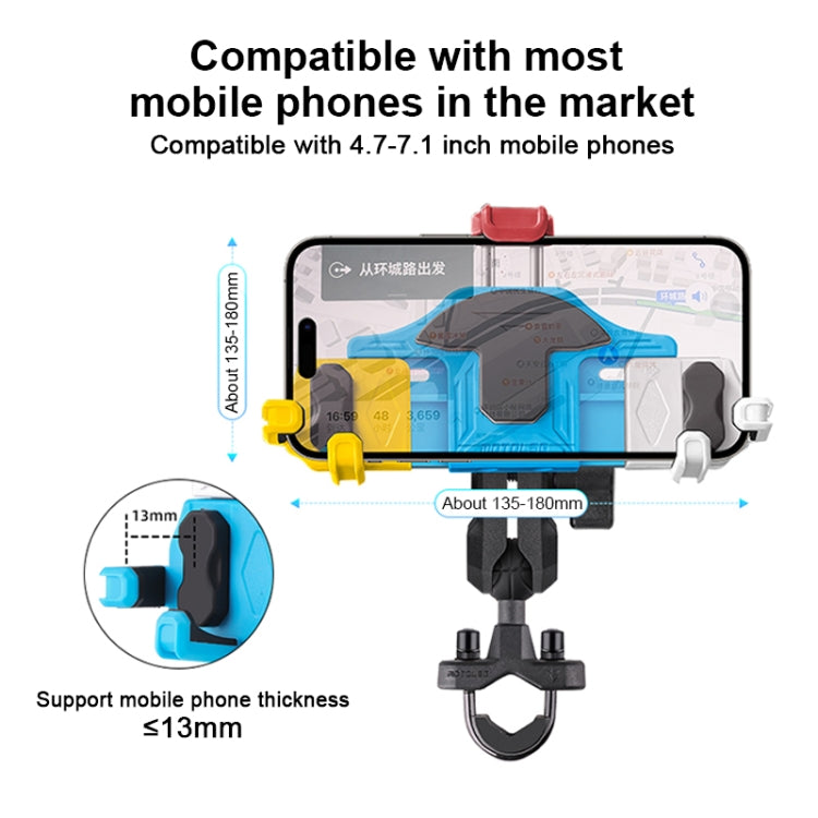 MOTOSLG Crab Motorcycle Phone Clamp Bracket U-Type Headbar Mount with Anti-theft Lock(Black)