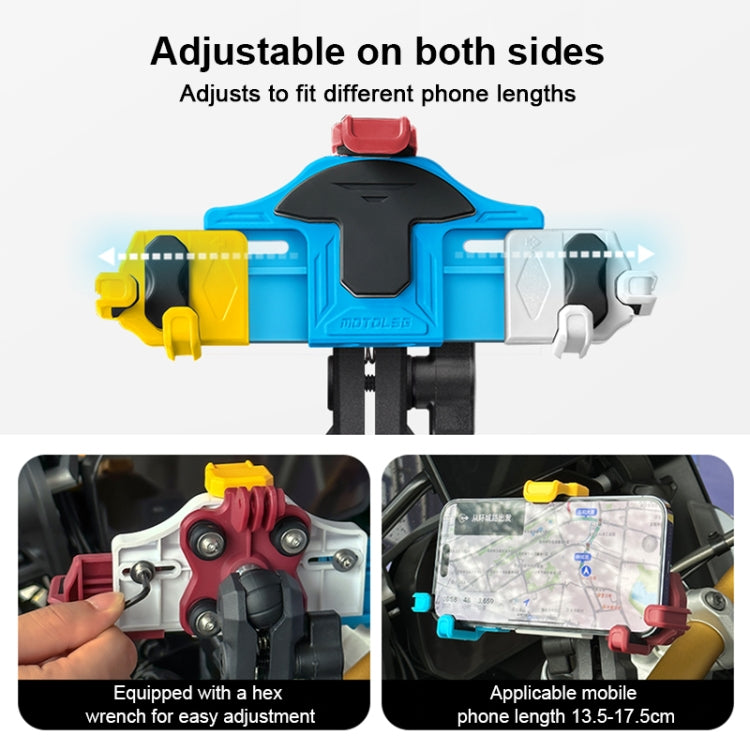 MOTOSLG Crab Motorcycle Phone Clamp Bracket L-Type Rear Mirror Mount(Blue White Red)