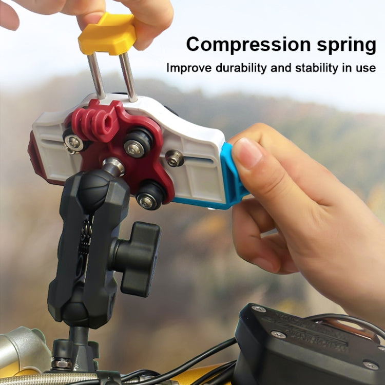 MOTOSLG Crab Motorcycle Phone Clamp Bracket U-Type Headbar Mount(Blue White Red)