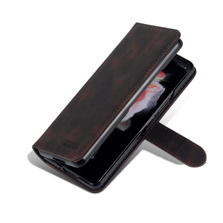 For Samsung Galaxy Z Fold6 5G AZNS Dream II Skin Feel PU+TPU Horizontal Flip PU Phone Case(Coffee)
