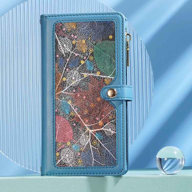 For Samsung Galaxy M55 5G ESEBLE Star Series Lanyard Zipper Wallet RFID Leather Case(Blue)