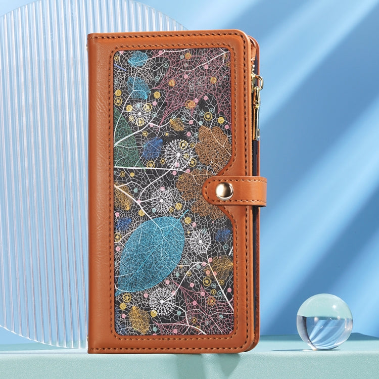 For Samsung Galaxy M15 / F15 ESEBLE Star Series Lanyard Zipper Wallet RFID Leather Case(Brown)