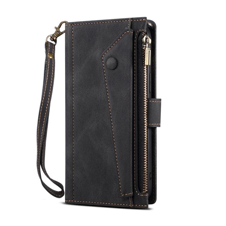 For Samsung Galaxy M55 5G ESEBLE Retro Frosted RFID Flip Leather Phone Case(Black)