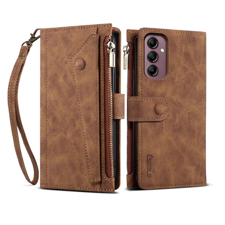 For Samsung Galaxy M55 5G ESEBLE Retro Frosted RFID Flip Leather Phone Case(Brown)
